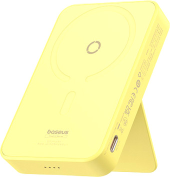 Внешний аккумулятор Baseus MagPro Magnetic Bracket Wireless Fast-Charging Power Bank 20W 5000mAh (желтый) - фото