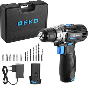 Дрель-шуруповерт Deko DKCD12V PRO 083-1007 (с 2-мя АКБ, кейс) - фото
