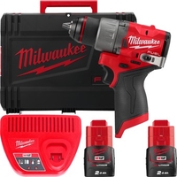 Дрель-шуруповерт Milwaukee M12 FUEL M12FDD2-202X 4933479873 (с 2-мя АКБ 2 Ач, кейс) - фото