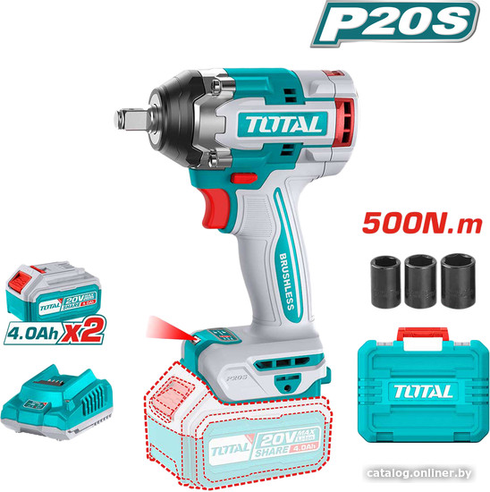 Гайковерт Total TIWLI2050 (с 2-мя АКБ, кейс) - фото