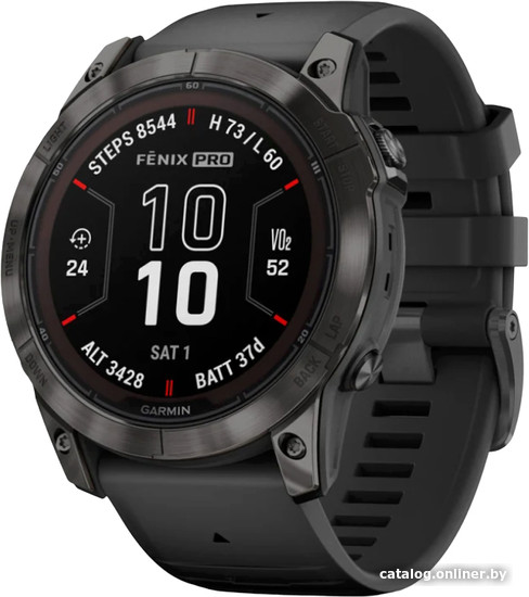 Умные часы Garmin Fenix 7X Pro Sapphire Solar (карбоново-серый титан/черный) - фото