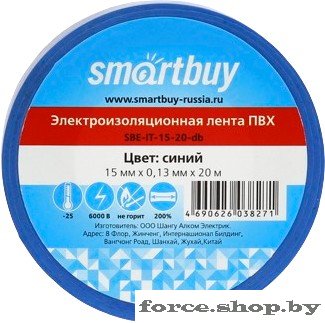 Изолента SmartBuy SBE-IT-15-20-db 20м (синий) - фото