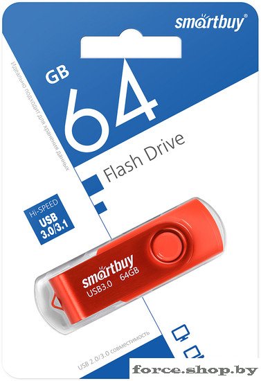 USB Flash SmartBuy Twist 3.0 64GB (красный) - фото