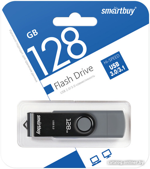 USB Flash SmartBuy Twist Dual 128GB (черный) - фото