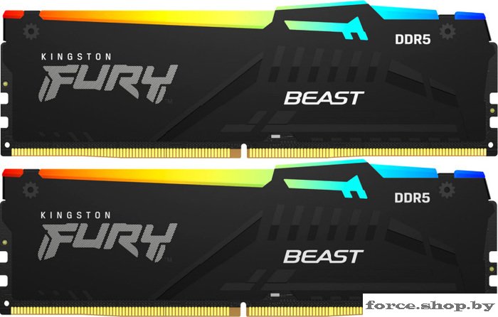 Оперативная память Kingston FURY Beast RGB 2x32ГБ DDR5 6400 МГц KF564C32BBAK2-64 - фото