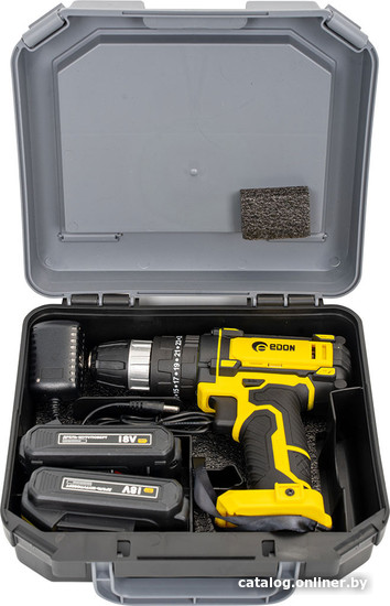 Дрель-шуруповерт Edon AD-18M (с 2-мя АКБ, кейс, оснастка) - фото