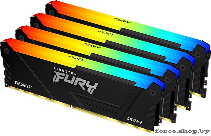 Оперативная память Kingston FURY Beast RGB 4x8ГБ DDR4 3200 МГц KF432C16BB2AK4/32 - фото