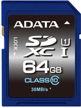 Карта памяти A-Data Premier SDXC UHS-I (Class 10) 64GB (ASDX64GUICL10-R) - фото