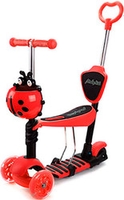 Трехколесный самокат Moby Kids Божья коровка 3 в 1 641275 (красный) - фото