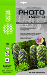 Самоклеящаяся бумага CACTUS Глянцевая A6 130 г/м2 50 листов CS-GSA613050 - фото