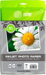 Фотобумага CACTUS Матовая A4 140 г/м2 20 листов CS-MA414020ED - фото