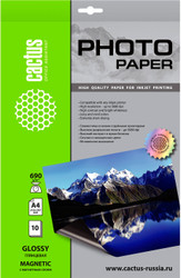 Фотобумага CACTUS Глянцевая магнитная A4 690 г/кв.м. 10 листов CS-MGA469010 - фото