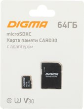 Карта памяти Digma MicroSDXC Class 10 Card30 DGFCA064A03 - фото