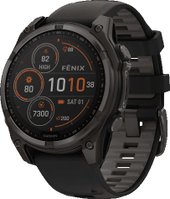 Умные часы Garmin Fenix 8 Solar, Sapphire 47мм (титановый угольно-серый DLC с черным ремешком) - фото