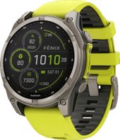 Умные часы Garmin Fenix 8 Solar, Sapphire 47мм (титановый серый с желтым ремешком) - фото
