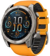 Умные часы Garmin Fenix 8 Sapphire 51мм (титановый, оранжевый силиконовый ремешок) - фото