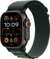 Умные часы Apple Watch Ultra 2 LTE 49 мм (титановый корпус, черный/темно-зеленый, ремешок из полиэстера L) - фото