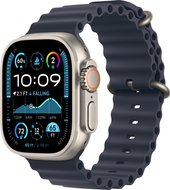 Умные часы Apple Watch Ultra 2 LTE 49 мм (титановый корпус, титановый/темно-синий, ремешок из эластомера) - фото