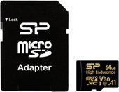 Карта памяти Silicon-Power Golden Series High Endurance microSDXC SP064GBSTXDV3V1HSP 64GB (с адаптером) - фото