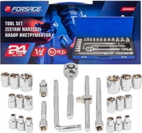 Набор трещотка с головками FORSAGE 4245B-5 (24 предмета) - фото