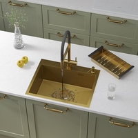 Кухонная мойка Roxen Snake 560220-60-GS PVD Gold золотая/текстурная (с коландером и дозатором) - фото