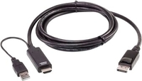Кабель Aten 2L-7D02HDP HDMI/USB Type-A - DisplayPort (1.8 м, черный) - фото