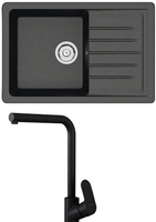 Кухонная мойка Berge BR-7602 + Like F8005022 (черный) - фото