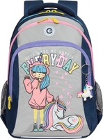 Школьный рюкзак Grizzly RG-461-2 (синий/светло-серый) - фото