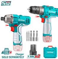 Total TOSLI240586 (шуруповерт, винтоверт, 2 АКБ, кейс) - фото