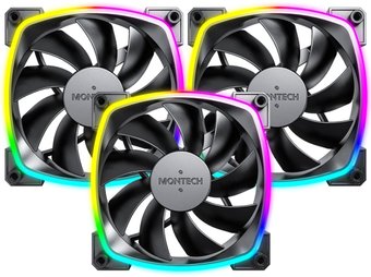 Комплект вентиляторов для корпуса Montech AX120 PWM 3 IN 1 (черный) - фото