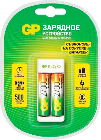Аккумуляторы + зарядное GP E211/270AAHCCS-2CR1 - фото