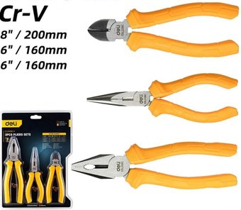 Набор пассатижей Deli DL2008C-3 (3 предмета) - фото