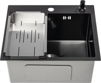 Кухонная мойка Saniteco 5045 PVD (с сифоном, дозатором и коландером) - фото