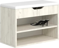 Тумба для обуви Атлант-Мебель Лаки тип 1 (дуб крафт белый/экокожа белая) - фото