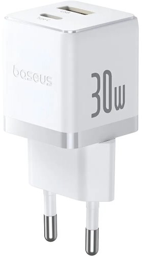 Сетевое зарядное Baseus Palm Fast Charger C+U 30W EU P1011160A213-00 (белый) - фото