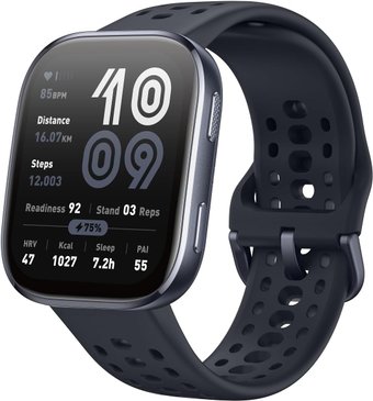 Умные часы Amazfit Bip 6 (черный, с черным силиконовым ремешком) - фото