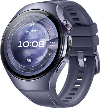 Умные часы Huawei Watch 5 46 мм (фиолетовый, с фиолетовым силиконовым ремешком, международная версия) - фото