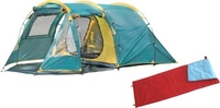 Кемпинговая палатка Coyote Dakota CL-A08-Green (со спальным мешком ZC-SB001 красный) - фото