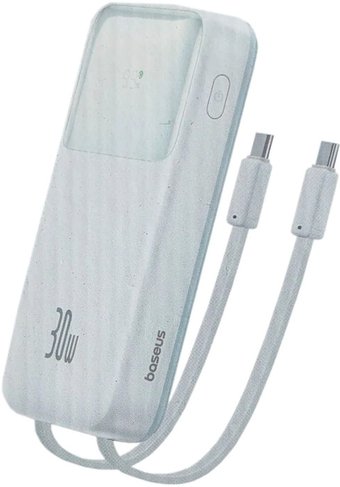 Внешний аккумулятор Baseus Comet Series Dual-Cable Digital Display Fast Charge Power Bank 30W 10000mAh (белый) - фото