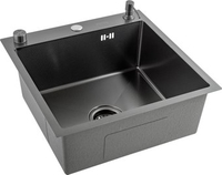 Кухонная мойка Futur FK 5050 Eco Embossing Pop-up Econom (Black Nano) - фото