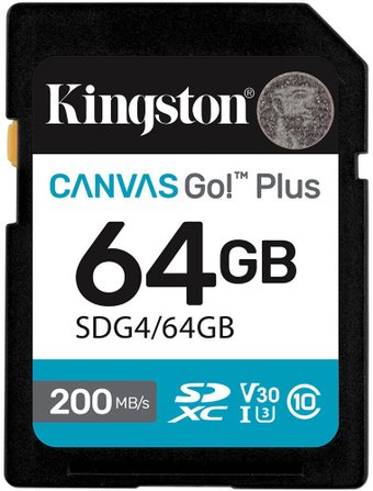 Карта памяти Kingston Canvas Go! Plus SDXC 64GB SDG4/64GB - фото