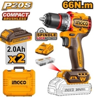 Дрель-шуруповерт Ingco CDLI20668 (с 2-мя АКБ, кейс) - фото