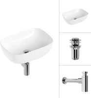 Умывальник Lauter 21493A + клапан 21190CH + сифон 21635CH (хром) - фото