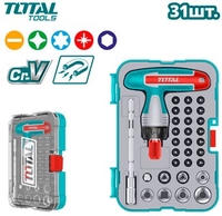 Набор отвертка с битами и головками Total TACSD30316 (31 предмет) - фото