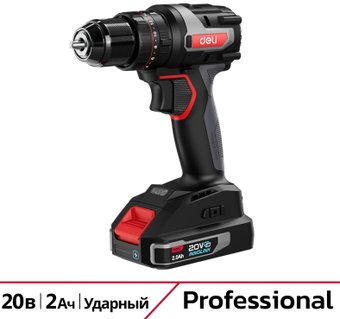 Ударная дрель-шуруповерт Deli DE-CZ20-2D2 (с 2-мя АКБ, сумка) - фото