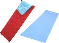 Спальный мешок Sundays ZC-SB001 (красный, с туристическим ковриком 0.8 см синий) - фото