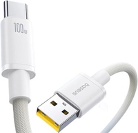 Кабель Baseus Graphene Series Fast Charging 100W USB Type-A - USB Type-C (1 м, белый) - фото