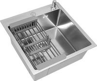 Кухонная мойка Basic CL DS Decor 50x50 (сатин, коландер, дозатор) - фото