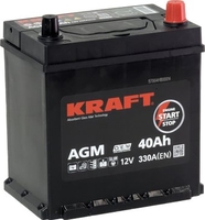 Автомобильный аккумулятор KRAFT AGM R+ 330A с бортом (40 А·ч) - фото