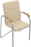 Офисный стул Helmi Самба HL-F03 344614 (металл алюминий/экокожа/бежевый/бук BOX2) - фото